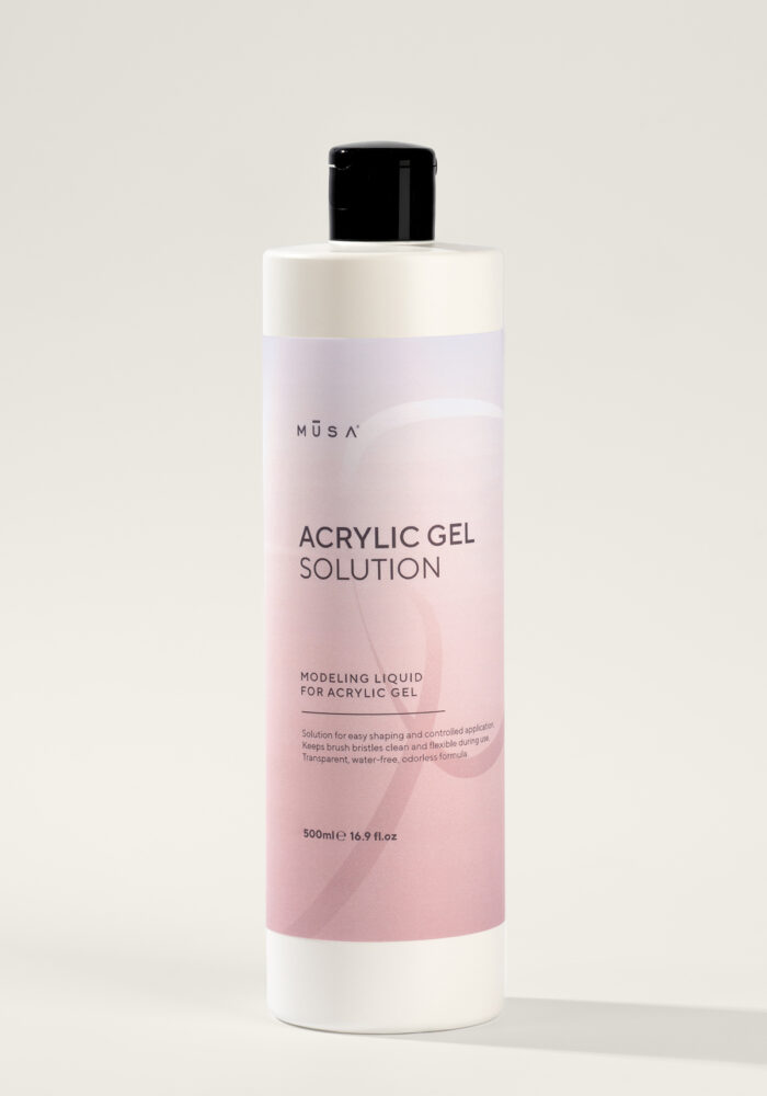 Acrylic Gel Solution течност за полигел – професионален безмирисен разтвор за моделиране на акрил гел, улеснява оформянето без разтичане и без ограничение във времето, подходящ за UV/LED система, 100 ml / 500 ml