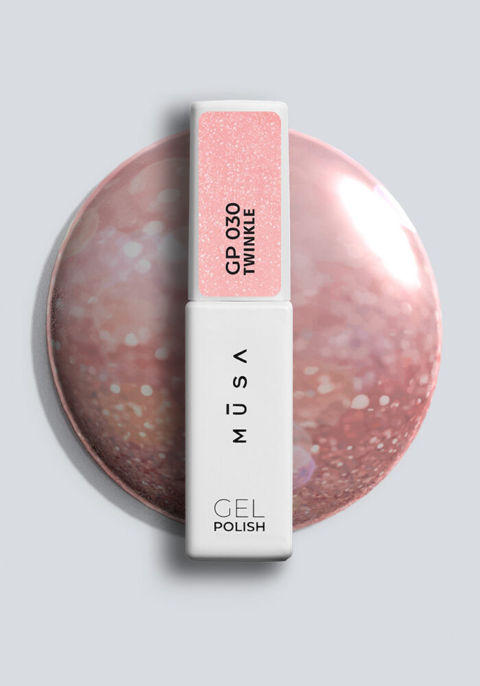 MUSA Nails Gel Polish GP030 Twinkle – перлено розов гел лак с микроблясък и shimmer ефект, 7 мл