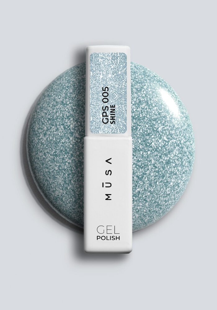 Син microglitter гел лак Musa Nails Shine GPS005 с фин блестящ ефект за дълготраен професионален маникюр.